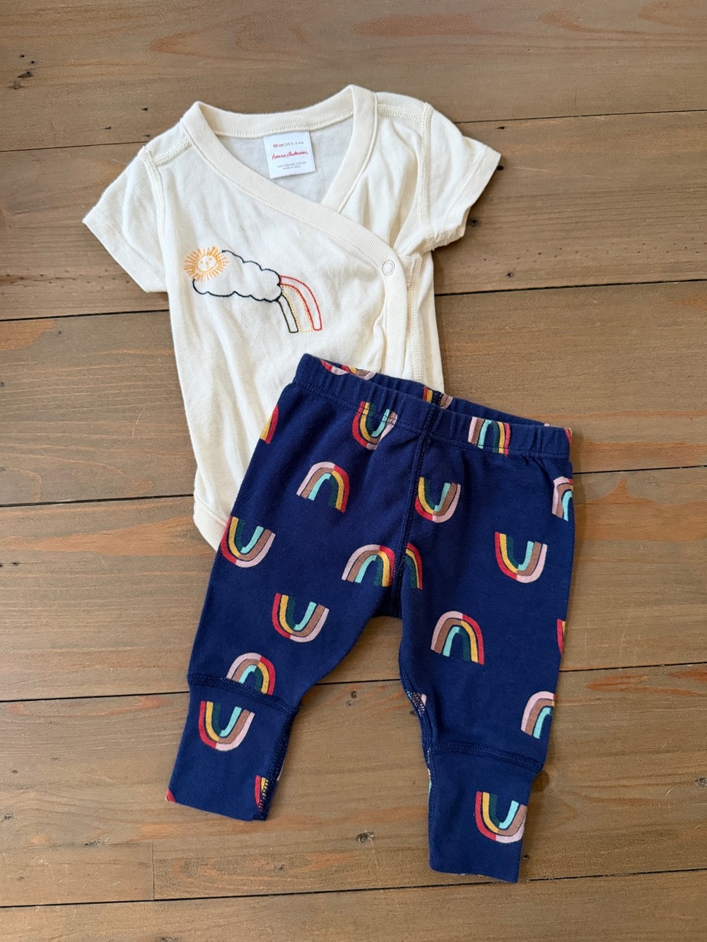 Hanna Andersson Organic Cotton Rainbow Wrap Bodysuit and Leggings Set - 0-3 M